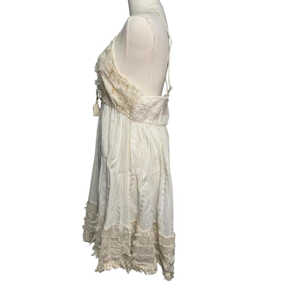 POL NIP Natural Boho Lace Tassel Dress w/ Lining Size Large 100% cotton A21 - Picture 6 of 9